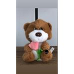 TOPROCKSTORE Sevimli Gül Tutan Ayıcık Peluş Oyuncak Anahtarlık, 15 cm, Kahverengi, 2+ Yaş