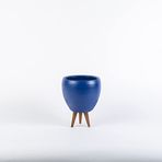 TOPSAN Tamago Ahşap Ayaklı Mavi Kaktüs ve Sukulentlik Saksı (Mavi)