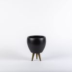 TOPSAN Tamago Ahşap Ayaklı Siyah Kaktüs ve Sukulentlik Saksı (Siyah)