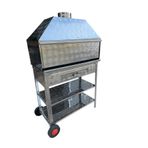 TOPSÖKEN Paslanmaz Kömürlü Mangal 40 x 80 Cm Bacalı Barbekü Çekmeceli Tekerlekli