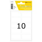 TopStick 1352 ev eşyası etiketleri (19 x 40 mm, 5 yaprak, kağıt, mat) kendinden yapışkanlı, kalıcı yapışan çok amaçlı etiketler, el yazısı için, 50 yapışkan etiket, beyaz