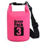 TopSupplier 3L Su Geçirmez Kuru Çanta 500D Kano Tekne Gezisi için Ağır Hizmet PVC Çanta Kano Balık Rafting Yüzme Kampı Snowboard (3L, Pembe)
