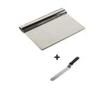 Toptan Bulurum 2li Set Hamur Şekillendirici Eğik Pasta Spatulası +Metal Hamur Kesici Kazıyıcı Spatula