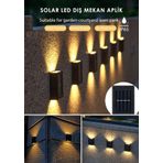 Toptan Bulurum 4 Ledli Solar Çift Taraflı Duvar Lambası Güneş Enerjili Aydınlatma Dekorasyon Işık Aplik