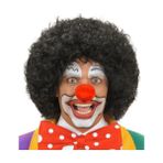 Toptan Bulurum Siyah Renk Kıvırcık Afro Bonus Peruk Saç ve Kırmızı Sünger Burun Seti