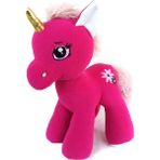 Toptan Keçe Peluş Unicorn Pony Oyuncak 45 Cm, Peluş Boynuzlu At - Fuşya