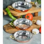 Toptancı Amca Sahan 3lü Bakır Tava Seti (14-16-18CM) Yumurta, Kuymak, Omlet, Menemen Sahanı
