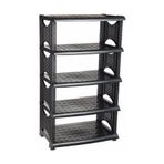 TOPTANFONİ 5 Katlı Rattan Ayakkabılık Plastik Büyük - Siyah 5 KATLI RATTAN AYAKKABILIK