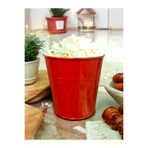 TOPTANFONİ Kırmızı Metal Popcorn Kutusu - Patlamış Mısır Kovası Kendinden Kabartma Desenli 1 Adet PRA-11874581-4039