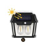 Toptanhane Güneş Enerjili Hareket Sensörlü Çift Ampul Solar Led Dış Mekan Bahçe Lambası Su Geçirmez Aydınlatma