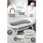 Toptanpro Katlanır 3'lü Bebek Çocuk Yıkama Küvet - Kova - Maşrapa Seti Büyük Boy Banyo Seti
