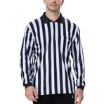 TopTie Erkek Resmi Uzun Kollu Siyah ve Beyaz Çizgili Hakem Gömleği, Pro-Style Ref Umpire Forması-XL