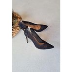 Topukla 036 4268 Siyah Taşlı 8 cm Kadın Abiye Ayakkabı