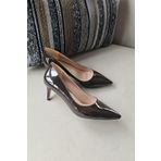 Topukla 036 450 Kahve Rugan Kadın Stilletto Ayakkabı
