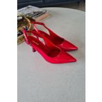 Topukla 10 31 Kırmızı Deri Arka Açık Kadın Stiletto Ayakkabı