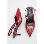 Topuklu Kadın Ayakkabı - 5 cm İnce Topuklu Sivri Burun Kadın Stiletto Ayakkabı Bordo Yanki