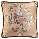 ToRhine Jakarlı Vintage Kırlent Kılıfları Çiçek İşlemeli Yastık Kılıfı Kanepe Ev Dekoru için Euro Retro Klasik Yastık Kılıfı (Kahve, 48,2 x 48,2 cm (Sadece Yastık Kılıfı))