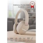 Torima Bluetooth Kulaklık Kulak Üstü Kablosuz Kulaklık HD50 Bej - Siyah