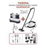 Torima Buharlı Temizleyici Halı ve Koltuk Yıkama Cam Zemin Mutfak Temizleme Buhar Makinesi CX002B+CB08C