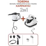 Torima Buharlı Temizleyici Halı ve Koltuk Yıkama Cam Zemin Mutfak Temizleme Buhar Makinesi JJB747II+CB902A - Beyaz