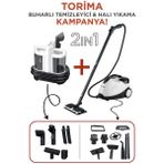 Torima Buharlı Temizleyici Halı ve Koltuk Yıkama Cam Zemin Mutfak Temizleme Buhar Makinesi V22B+CB08C - Beyaz