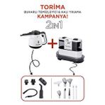 Torima Buharlı Temizleyici Halı ve Koltuk Yıkama Cam Zemin Mutfak Temizlme Buhar Makinesi CX002B+CB902A - Beyaz
