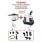 Torima Buharlı Temizleyici Halı ve Koltuk Yıkama Cam Zemin Mutfak Temizlme Buhar Makinesi V22B+CB902A