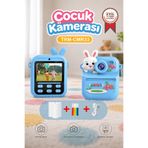 Torima Dijital Fotoğraf Makinesi Çocuk Termal Resim Kağıt Baskılı Yazıcı Kamera Video Makinesi CMR33 Mavi