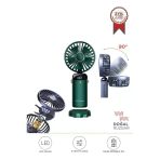 Torima F-19 Yeşil Dijital Ekranlı Şarjlı 90 Derece Ayarlanabilir Başlıklı Mini Masa Fan Vantilatör