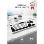 Torima Kablolu Klavye Rgb Işıklı Sessiz Q Klavye TK12 Siyah-Beyaz