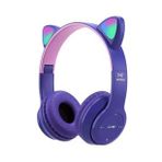Torima P47M Sevimli Renkli Kedi Kulak Bluetooth Kulaklık Mor
