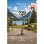 Torima Tripod Çok Amaçlı Led Işıklı Kumandalı Selfie Çubuğu Q12S Siyah