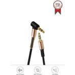 Torima XF-09 Siyah Altın Uçlu Araç Müzik Ses Kablosu Stereo Aux Akordiyon Kablo 3.5mm