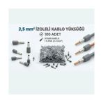 Tork 2,5 mm Izoleli Kablo Yüksüğü – 14 Awg – Gri Renk – 100 Adet