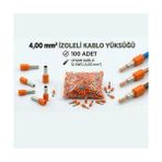 Tork 4 mm Izoleli Kablo Yüksüğü – 12 Awg – Turuncu Renk – 100 Adet