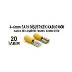 Tork 4mm – 6mm Sarı Faston Uç Takımı 20 Takım | Izoleli Erkek Dişi Kablo Bağlantı Terminali