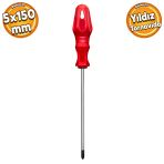 Tornavida Yıldız Tornavida Kırmızı Plastik Sap 5X150 Mm