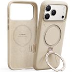 TORRAS Q3 Silikon 360 Spin iPhone 17 Pro için Standlı Kılıf, MagSafe için Fit, Kamera Kontrollü Manyetik Halka Destek Çubuğu, Sıvı Silikon Kauçuk Yumuşak Telefon Kılıfı iPhone 17 Pro 6.3 inç için