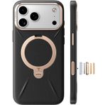 TORRAS Q3 VegSkin iPhone 17 Pro Max Kılıf Deri, 360 Spin Manyetik Stand, MagSafe için Uygun, Kamera Kontrolü, iPhone 17 Pro Max için Darbeye Dayanıklı Premium Organik Silikon Deri Kılıf, Gece Yarısı