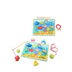Toru Toys Mıknatıslı 12'li Ahşap Balık Tutma ve İpe Dizme Eğitici Beceri Oyunu Doğal Oyuncak