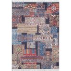 Torzym Mavi Modern Geometrik Etnik Eskitme Desenli Boho Makinada Yıkanabilir Hafif Hav Toz Vermez Leke Tutmaz Kaymaz Taban Dijital Makine Baskı Halı Oturma Odası Salon Yolluk Koridor Mutfak Halısı