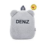Tosbiş [İSTEDİĞİNİZ İSMİ NAKIŞLA YAZIYORUZ ] Teddy Gri 0-8 Yaş Çocuk Sırt Çantası, Anaokulu-kreş