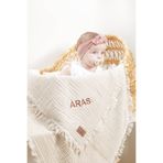 Tosbiş [ Istediğiniz Ismi Yazıyoruz ]bej Renk 4 Katlı Müslin Bebek Ve Çocuk Battaniyesi 110x110cm
