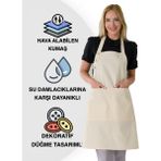 Toshe Boyun Ayarlı, Suya Dayanıklı, Cepli Şef, Aşçı, Mutfak Önlüğü ,Cafe, Barista, Kuaför, Ressam ve Çiçekçi Önlükleri, Krem Önlük - Standart