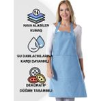 Toshe Boyun Ayarlı, Suya Dayanıklı, Cepli Şef, Aşçı, Mutfak Önlüğü , Cafe, Barista, Kuaför, Ressam ve Çiçekçi Önlükleri - Standart - Açık Mavi
