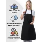 Toshe Boyun Ayarlı, Suya Dayanıklı, Cepli Şef, Aşçı, Mutfak Önlüğü , Cafe, Barista, Kuaför, Ressam ve Çiçekçi Önlükleri - Standart - Siyah