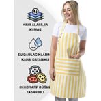 Toshe Boyun Ayarlı,Suya Dayanıklı, Şef, Aşçı, Mutfak Önlüğü, Cafe, Barista, Kuaför, Ressam ve Çiçekçi Önlükleri, Sarı ve Beyaz Çizgili Önlük - Standart - Sarı - Beyaz