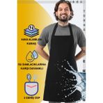 Toshe Mutfak Önlüğü Suya Dayanıklı Mutfak Önlük Şef Önlüğü 2 Geniş Cepli Barista Önlüğü Önlük Siyah - Standart