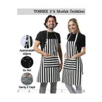 TOSHEX 2'li Mutfak Önlüğü Su Geçirmez Şef Önlüğü 2 Geniş Cepli Barista Önlüğü Mutfak Önlük Siyah Ve Beyaz