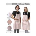 TOSHEX 2'li Mutfak Önlüğü Su Geçirmez Şef Önlüğü 2 Geniş Cepli Barista Önlüğü Mutfak Önlük Toz Pembe Beyaz